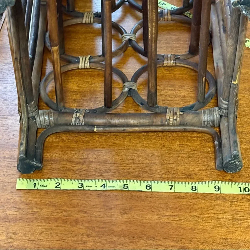 Vintage 70’s Bamboo and Rattan 6 bottle Freestanding Wine Rack